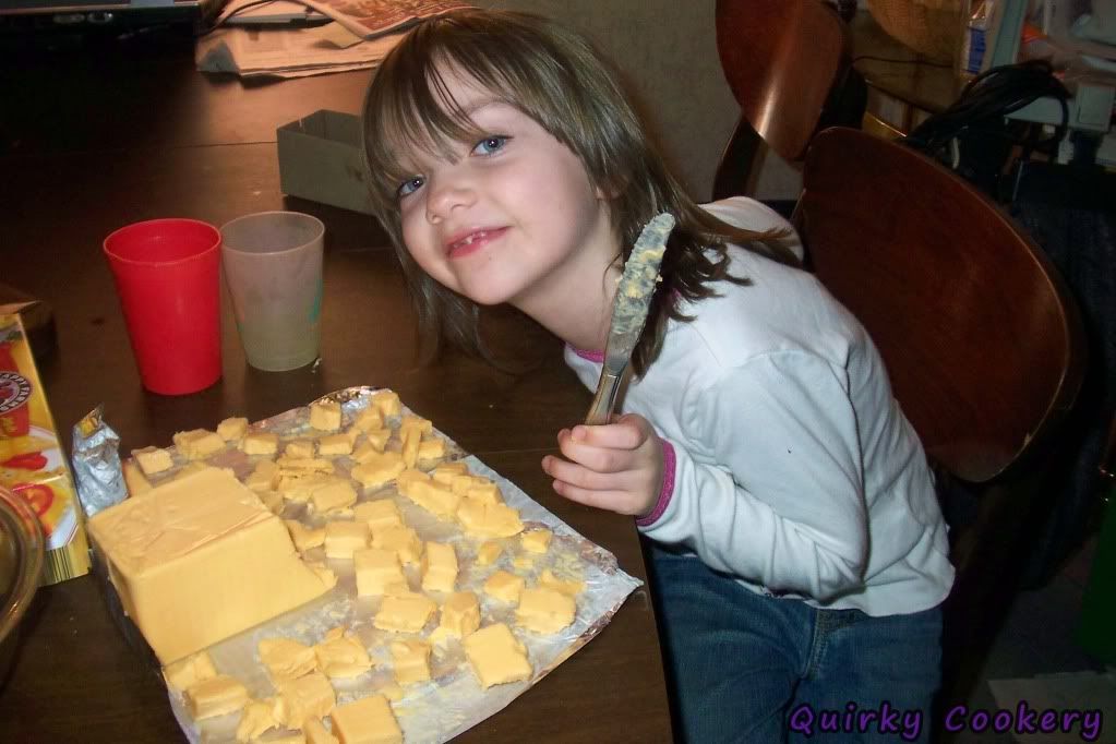 B cutting American cheese