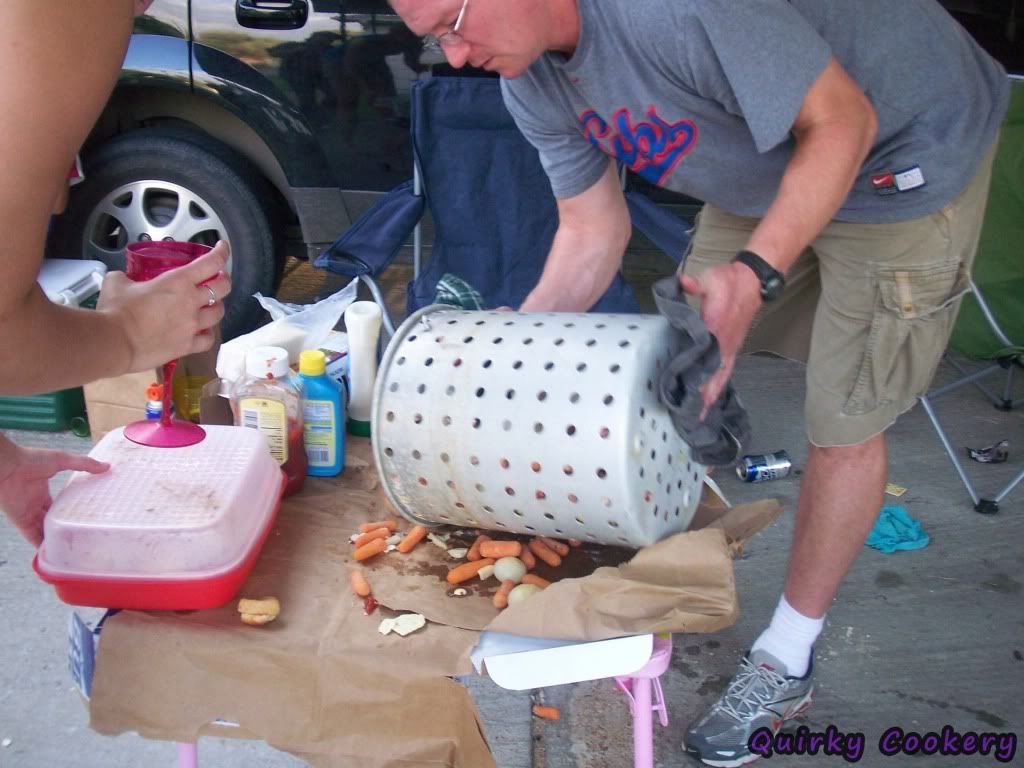 Louisiana seafood boil dumped on spread out newspaper 