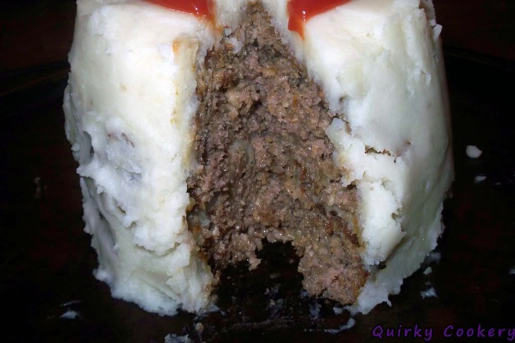 The inside of a fake meat cake