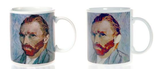 Van Gogh ear mug that changes with hot and cold liquid water