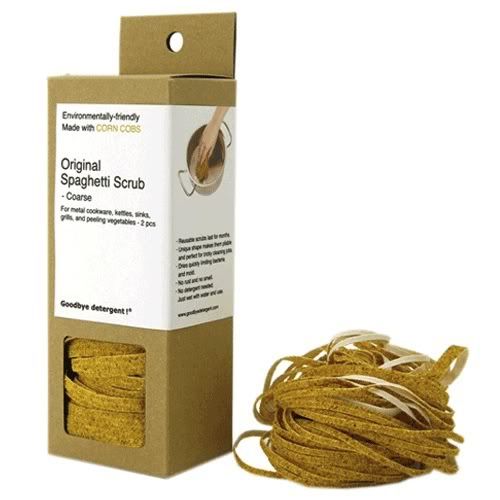 Spaghetti scrub scrubber made of organic materials instead of steel wool alternative with no soap needed