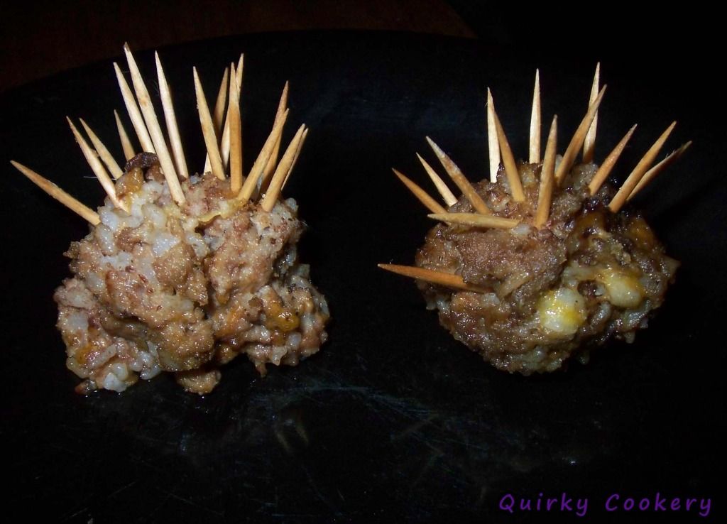 Rice and meat cheeseballs with toothpicks