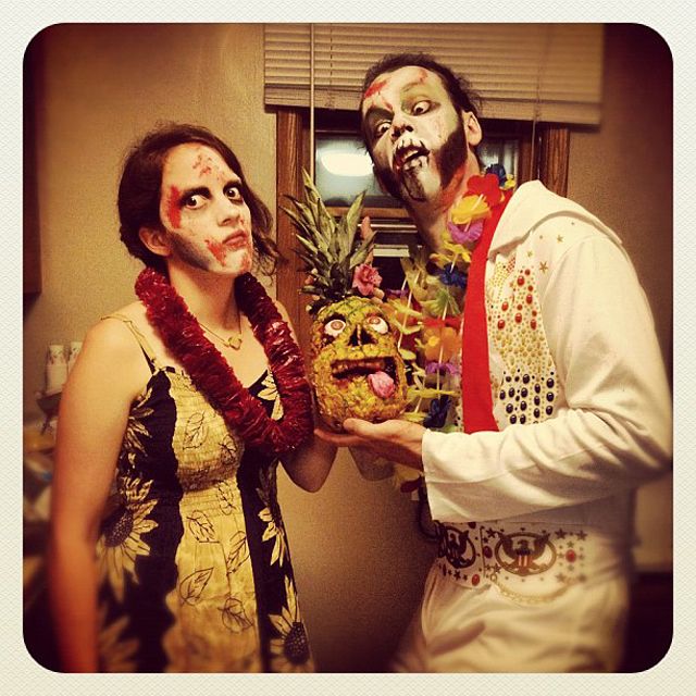 Two zombies with a zombie pineapple