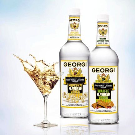 Georgi vodka. Flavored vodkas like waffle, popcorn, bubblegum, raspberry, whipped cream, mango and green apple.