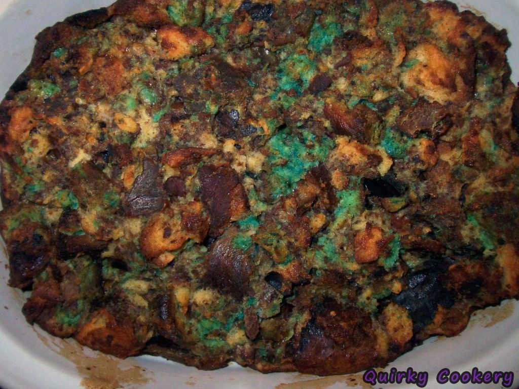 Blue bread pudding