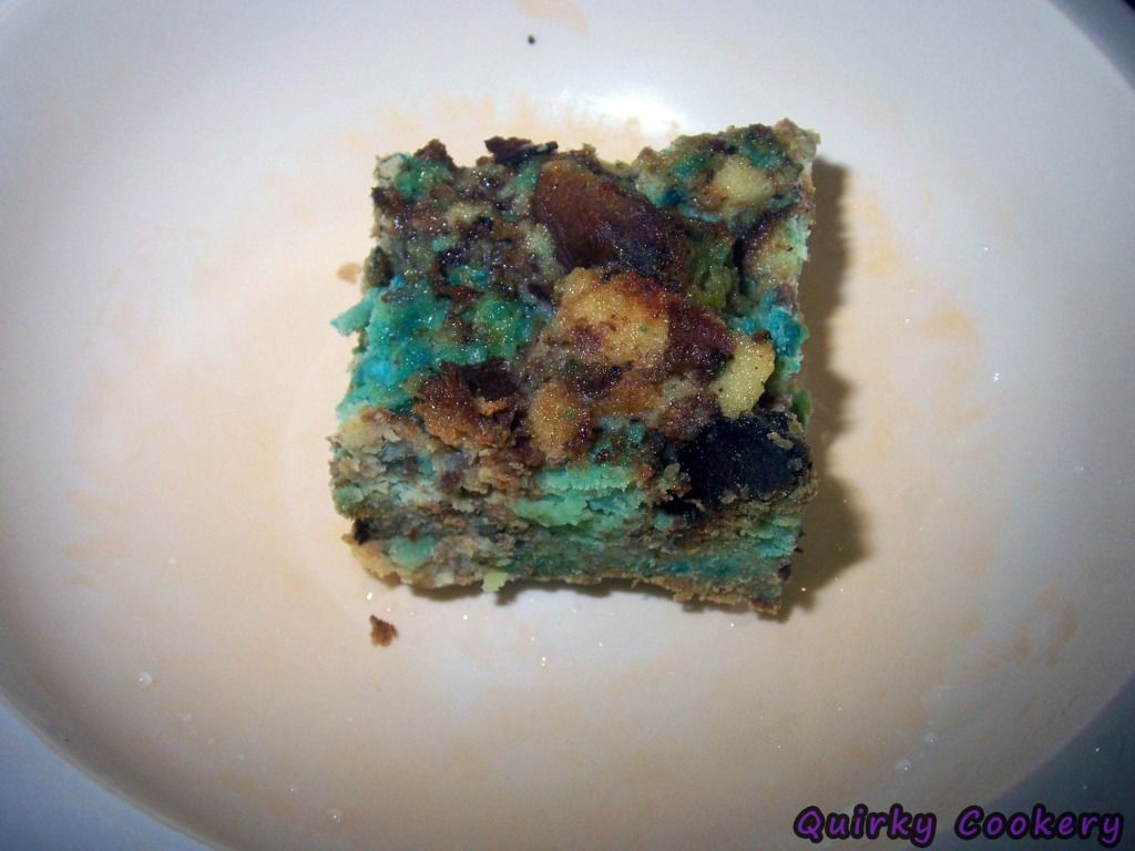 Blue bread pudding