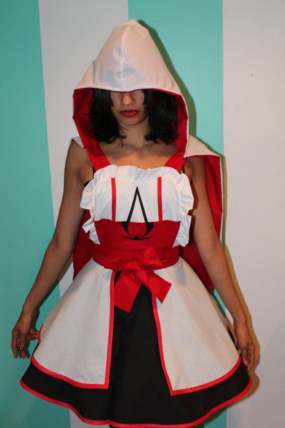 Geeky, nerdy aprons from Darling Army - Assassin’s Creed Ezio Altair with cape like red riding hood