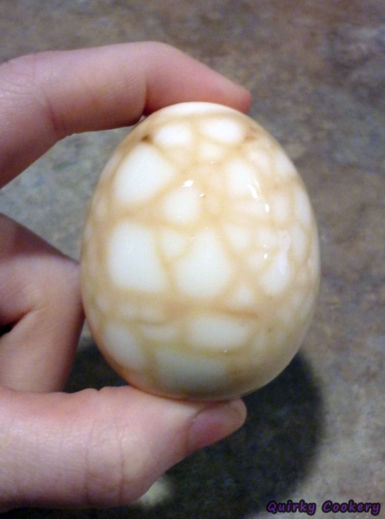 Dark lines on a boiled egg - Asian tea eggs