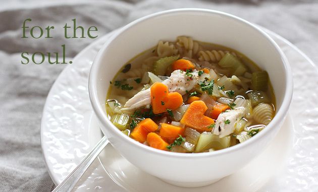 Chicken soup for the soul with heart shaped carrots for Valentine's Day