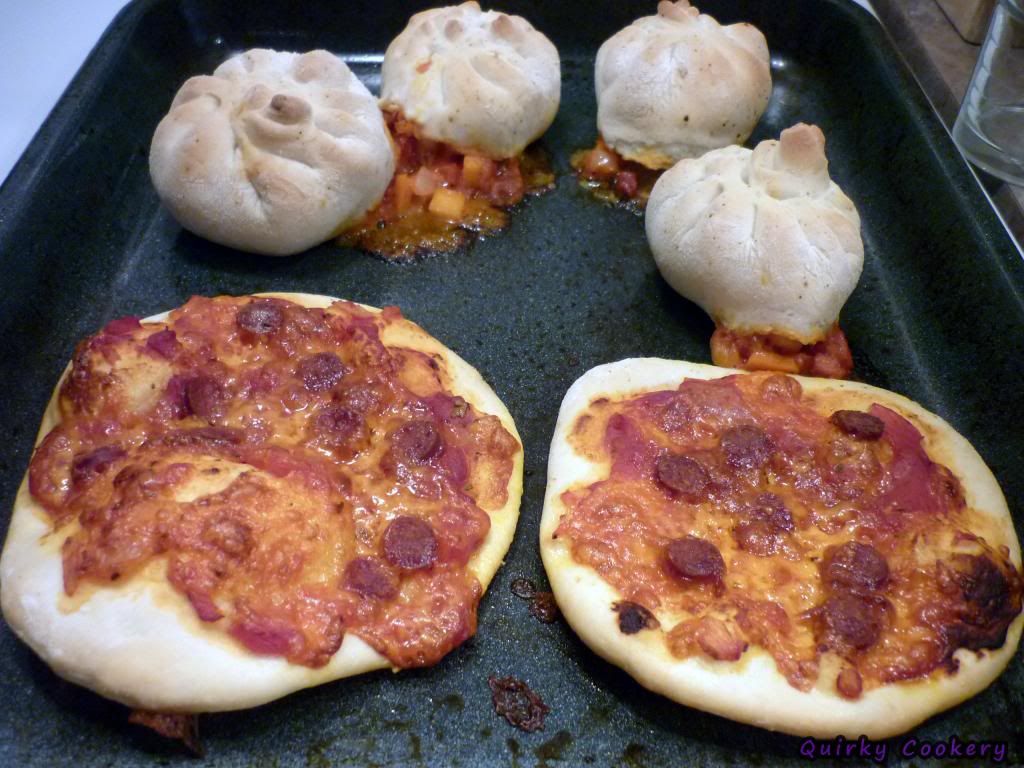 Personalized pizzas with pepperoni and cheese