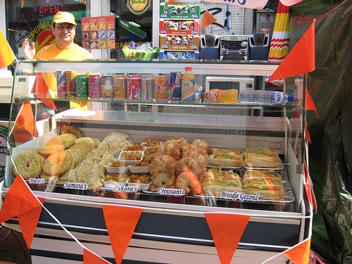 A range of food/delicacies available to buy on Queens Day