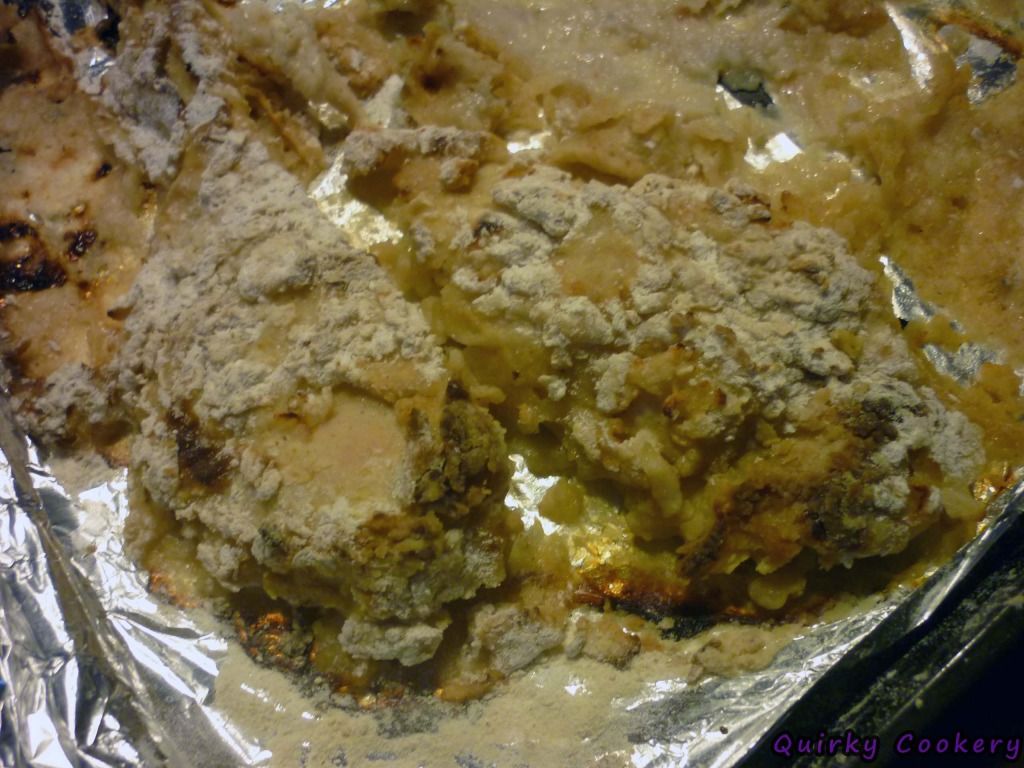 Baked chicken mess on aluminum foil