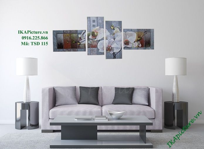 Tranh sơn dầu ghép bộ phong lan hồ điệp treo phòng khách hiện đại tranh son dau ghep bo phong lan ho diep treo phong khach hien dai