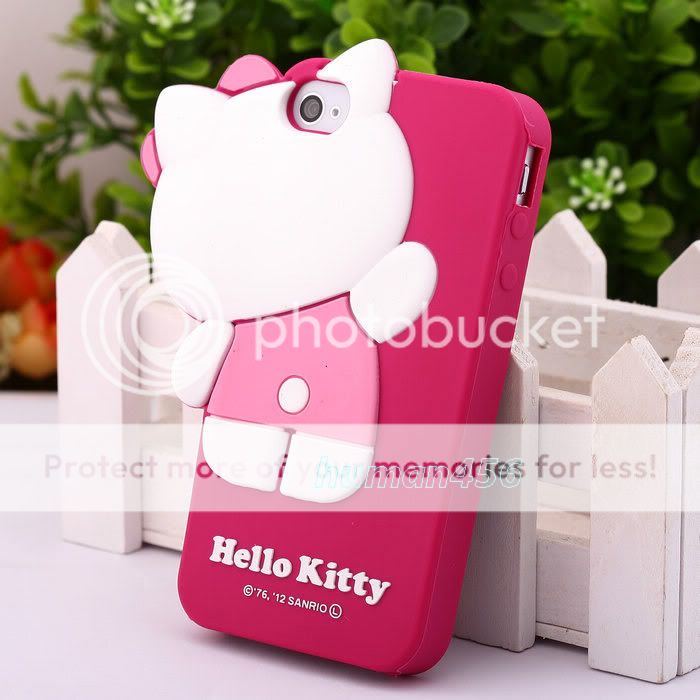 HIDE /SEEK Hello Kitty Cute 3D Soft Skin Case Cover for iPhone 4 4G 4S 
